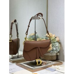 Borse Dior Saddle pelle di vitello liscia marrone