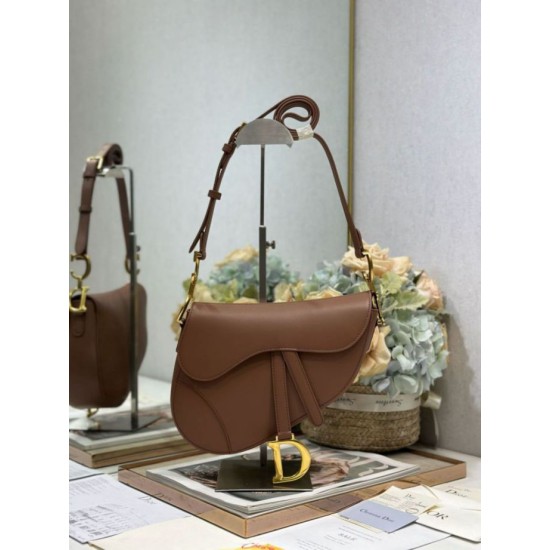 Replica Borse Dior Saddle pelle di vitello liscia marrone Imitazioni Replica Borse Dior Saddle pelle di vitello liscia marrone