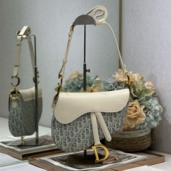 Replica Borse Dior Saddle tela jacquard Dior Oblique blu