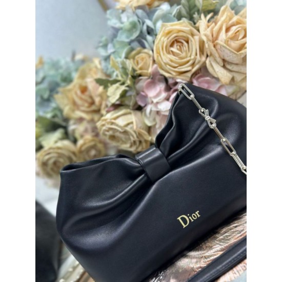 Replica Borsa Dior Bow con fiocco nero e metallo finitura oro Imitazioni Replica Borsa Dior Bow con fiocco nero e metallo finitura oro