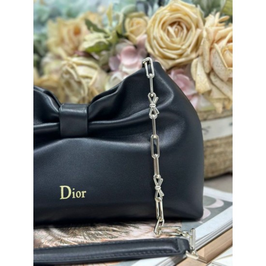 Replica Borsa Dior Bow con fiocco nero e metallo finitura oro Imitazioni Replica Borsa Dior Bow con fiocco nero e metallo finitura oro