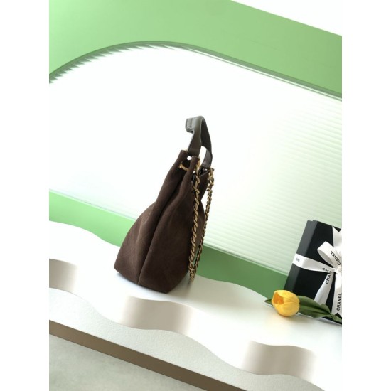 Replica Borsa Chanel 26C Maxi Hobo AS5970 AS5978 scamosciata marrone