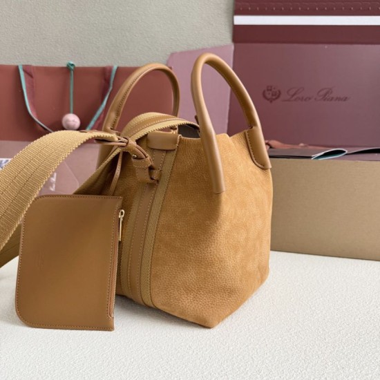 Replica Borsa a secchiello Loro Piana Bale piccola/media Marrone Imitazioni Replica Borsa a secchiello Loro Piana Bale piccola/media Marrone