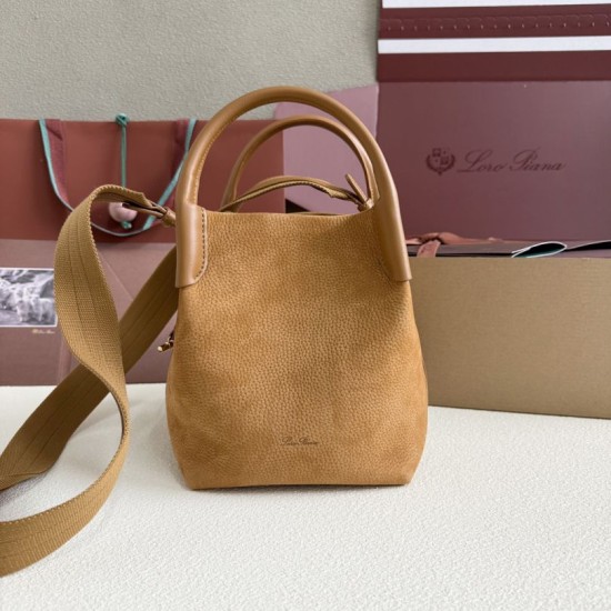 Replica Borsa a secchiello Loro Piana Bale piccola/media Marrone Imitazioni Replica Borsa a secchiello Loro Piana Bale piccola/media Marrone
