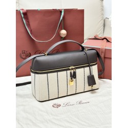 Borsa Extra Loro Piana L27 Tessuto Rigato Blu Borsa Extra Loro Piana L27 Tessuto Rigato Blu