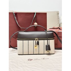 Borsa Extra Loro Piana L27 Tessuto Rigato Blu