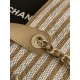Replica Borsa shopping Tote Chanel Deauville AS6007 tela righe marrone Imitazioni Replica Borsa shopping Tote Chanel Deauville AS6007 tela righe marrone