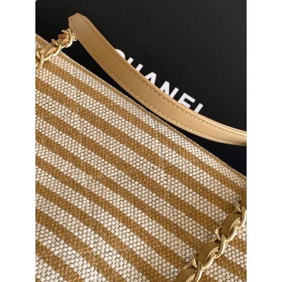 Replica Borsa shopping Tote Chanel Deauville AS6007 tela righe marrone Imitazioni Replica Borsa shopping Tote Chanel Deauville AS6007 tela righe marrone