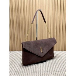 YSL Saint Laurent Cassandre Borse a busta grande con catena scamosciata marrone YSL Saint Laurent Cassandre Borse a busta grande con catena scamosciata marrone