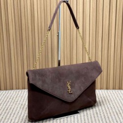 Replica YSL Saint Laurent Cassandre Borse Imitazioni a busta grande con catena scamosciata marrone Imitazioni Replica YSL Saint Laurent Cassandre Borse Imitazioni a busta grande con catena scamosciata marrone