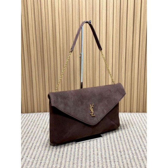 Replica YSL Saint Laurent Cassandre Borse Imitazioni a busta grande con catena scamosciata marrone Imitazioni Replica YSL Saint Laurent Cassandre Borse Imitazioni a busta grande con catena scamosciata marrone
