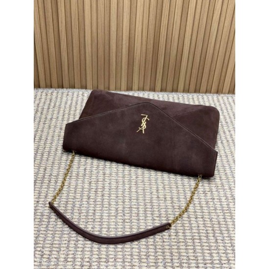 Replica YSL Saint Laurent Cassandre Borse Imitazioni a busta grande con catena scamosciata marrone Imitazioni Replica YSL Saint Laurent Cassandre Borse Imitazioni a busta grande con catena scamosciata marrone