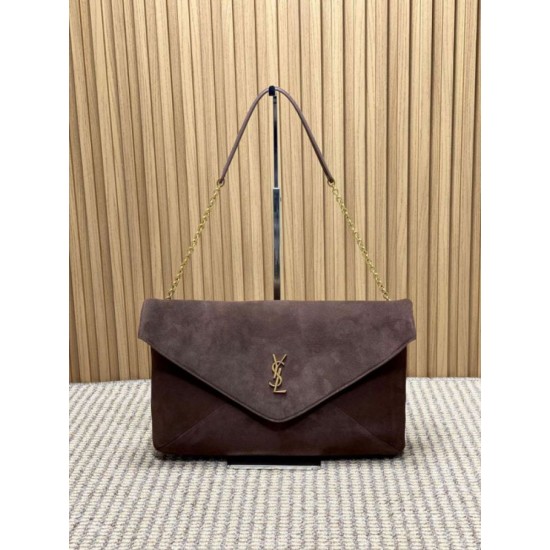 Replica YSL Saint Laurent Cassandre Borse Imitazioni a busta grande con catena scamosciata marrone Imitazioni Replica YSL Saint Laurent Cassandre Borse Imitazioni a busta grande con catena scamosciata marrone