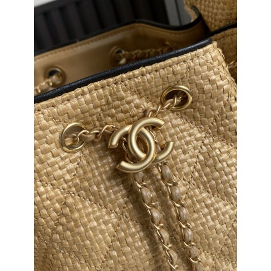 Replica Bora Pari a mano Chanel 25 Mini Hobo AS5293 Rafia intrecciata Marrone/Nero