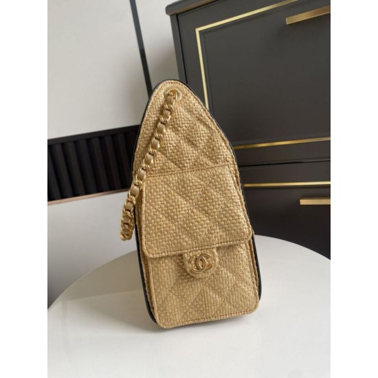 Replica Bora Pari a mano Chanel 25 Mini Hobo AS5293 Rafia intrecciata Marrone/Nero