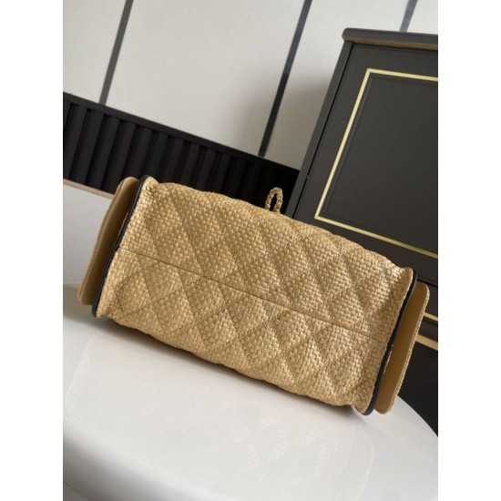 Replica Bora Pari a mano Chanel 25 Mini Hobo AS5293 Rafia intrecciata Marrone/Nero