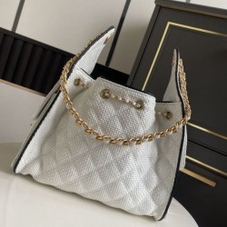 Replica Perfetta a mano Chanel 25 Mini Hobo AS5293 Rafia intrecciata Beige/Nero Imitazioni Replica Perfetta Borse a mano Chanel 25 Mini Hobo AS5293 Rafia intrecciata Beige/Nero
