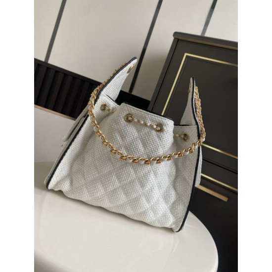 Replica Perfetta a mano Chanel 25 Mini Hobo AS5293 Rafia intrecciata Beige/Nero Imitazioni Replica Perfetta Borse a mano Chanel 25 Mini Hobo AS5293 Rafia intrecciata Beige/Nero
