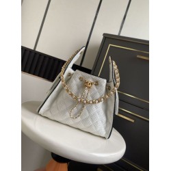 Borsa a mano Chanel 25 Mini Hobo AS5293 Rafia intrecciata Beige/Nero