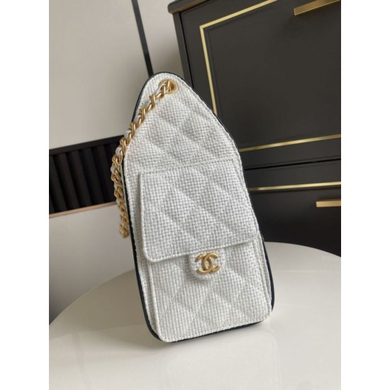 Replica Perfetta a mano Chanel 25 Mini Hobo AS5293 Rafia intrecciata Beige/Nero Imitazioni Replica Perfetta Borse a mano Chanel 25 Mini Hobo AS5293 Rafia intrecciata Beige/Nero