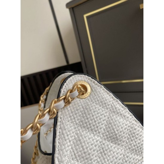 Replica Perfetta a mano Chanel 25 Mini Hobo AS5293 Rafia intrecciata Beige/Nero Imitazioni Replica Perfetta Borse a mano Chanel 25 Mini Hobo AS5293 Rafia intrecciata Beige/Nero