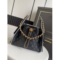 Borse a mano Chanel 25 Mini Hobo AS5293 Rafia intrecciata Nero Borse a mano Chanel 25 Mini Hobo AS5293 Rafia intrecciata Nero