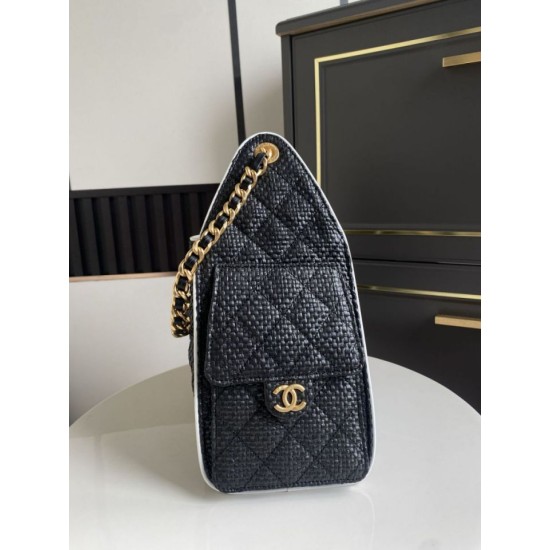 Replica borse griffate a mano Chanel 25 Mini Hobo AS5293 Rafia intrecciata Nero Imitazioni Replica borse griffate a mano Chanel 25 Mini Hobo AS5293 Rafia intrecciata Nero