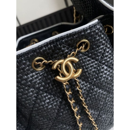 Replica borse griffate a mano Chanel 25 Mini Hobo AS5293 Rafia intrecciata Nero Imitazioni Replica borse griffate a mano Chanel 25 Mini Hobo AS5293 Rafia intrecciata Nero