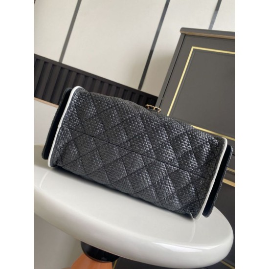 Replica borse griffate a mano Chanel 25 Mini Hobo AS5293 Rafia intrecciata Nero Imitazioni Replica borse griffate a mano Chanel 25 Mini Hobo AS5293 Rafia intrecciata Nero