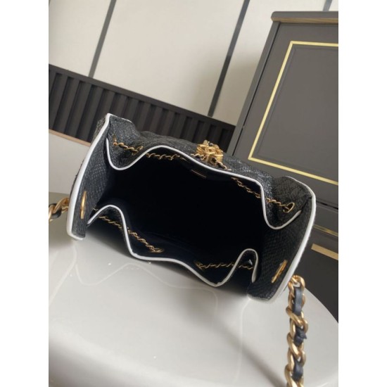 Replica borse griffate a mano Chanel 25 Mini Hobo AS5293 Rafia intrecciata Nero Imitazioni Replica borse griffate a mano Chanel 25 Mini Hobo AS5293 Rafia intrecciata Nero