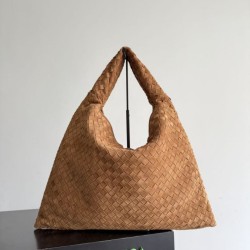 Replica borse griffate a tracolla Bottega Veneta Large Hop pelle scamosciata marrone
