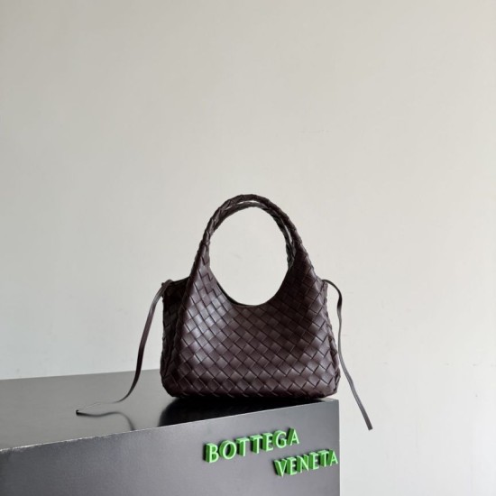 Replica Bora Pari a tracolla Bottega Veneta Campana piccola intrecciata Caffè