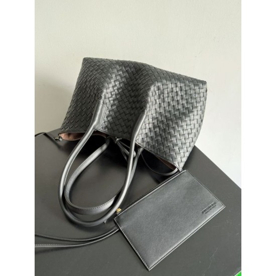 Replica Bora Pari tote reversibile Bottega Veneta Pinacoteca intrecciato Nero