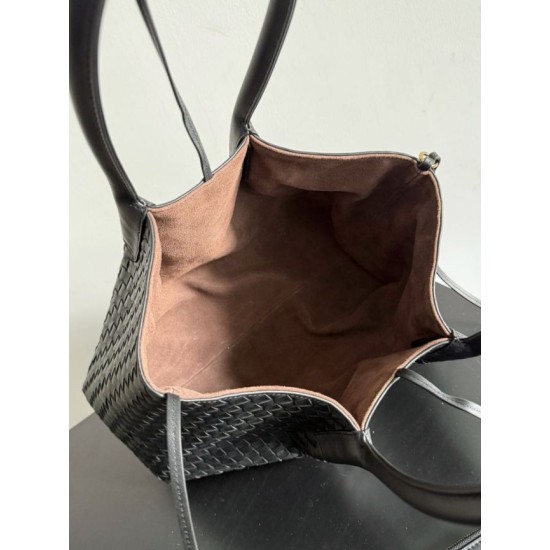 Replica Bora Pari tote reversibile Bottega Veneta Pinacoteca intrecciato Nero