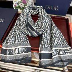 Replica Sciarpa Dior Oblique misto cashmere blu navy 65x185