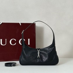 Replica Borsa a tracolla piccola Gucci Jackie Slim 863136/863137 Nero