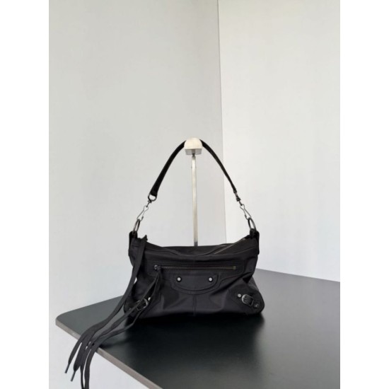 Replica Borse Firmate  a tracolla piccola Balenciaga Le City Moto nylon nera
