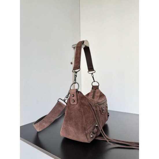 Replica Borsa a tracolla piccola Balenciaga Le City scamosciata marrone Imitazioni Replica Borsa a tracolla piccola Balenciaga Le City scamosciata marrone