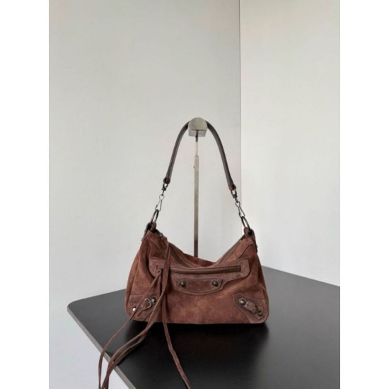 Replica Borsa a tracolla piccola Balenciaga Le City scamosciata marrone Imitazioni Replica Borsa a tracolla piccola Balenciaga Le City scamosciata marrone