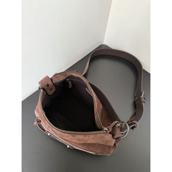 Replica Borsa a tracolla piccola Balenciaga Le City scamosciata marrone Imitazioni Replica Borsa a tracolla piccola Balenciaga Le City scamosciata marrone