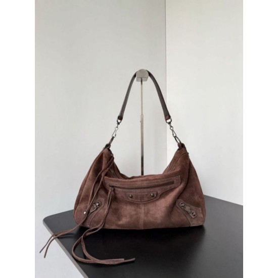 Replica Borsa a tracolla media Balenciaga Le City scamosciata marrone Imitazioni Replica Borsa a tracolla media Balenciaga Le City scamosciata marrone