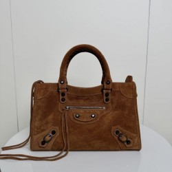 Replica Borsa  1:1 tote Balenciaga Le City Medium scamosciata cammello