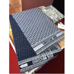 Sciarpa Dior Oblique double face in cashmere ecru/blu 48 x 200 Sciarpa Dior Oblique double face in cashmere ecru/blu 48 x 200