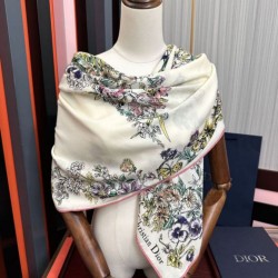 Replica Sciarpa Mitzah in seta e cashmere multicolore Dior D-Floral 140 x 140 02