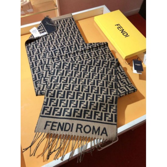 Replica Sciarpa Fendi FF in misto lana e cashmere nera/marrone 32 x 200 Imitazioni Replica Sciarpa Fendi FF in misto lana e cashmere nera/marrone 32 x 200