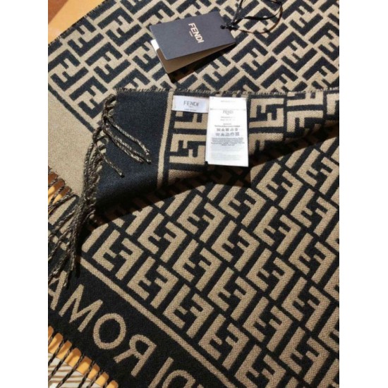 Replica Sciarpa Fendi FF in misto lana e cashmere nera/marrone 32 x 200 Imitazioni Replica Sciarpa Fendi FF in misto lana e cashmere nera/marrone 32 x 200