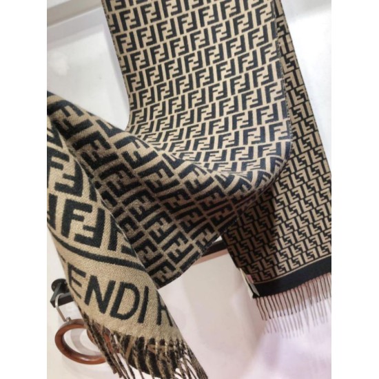 Replica Sciarpa Fendi FF in misto lana e cashmere nera/marrone 32 x 200 Imitazioni Replica Sciarpa Fendi FF in misto lana e cashmere nera/marrone 32 x 200