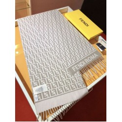 Sciarpa Fendi FF in misto lana e cashmere grigio tortora 32 x 200