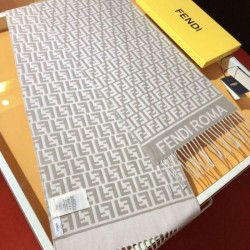 Replica Sciarpa Fendi FF in misto lana e cashmere grigio tortora 32 x 200