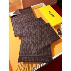 Pari Sciarpa Fendi FF in misto lana e cashmere bordeaux 32 x 200
